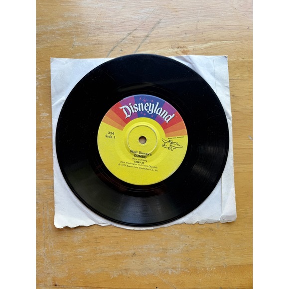 Disney Other - Vintage 1977 Walt Disney Dumbo Casey Jr 45 RPM Vinyl Record Disneyland‎ 324